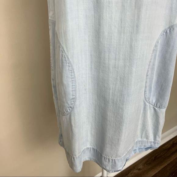 CLOTH & STONE CHAMBRAY MINI DRESS RUFFLE HALTER NECK BLUE SIZE SMALL - Picture 13 of 16